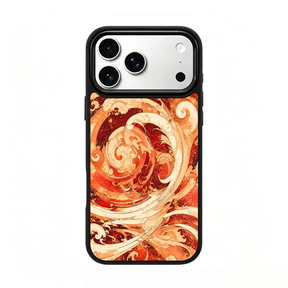 Compatible with iPhone 18 Pro & 17 Pro Fire Series PC Silicone Magnetic Phone Case - Fire Wave Pattern