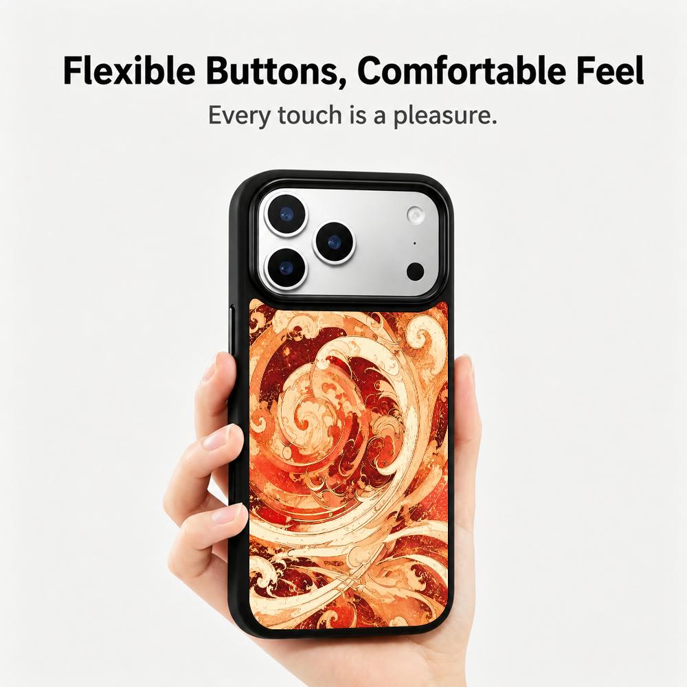 Compatible with iPhone 18 Pro & 17 Pro Fire Series PC Silicone Magnetic Phone Case - Fire Wave Pattern