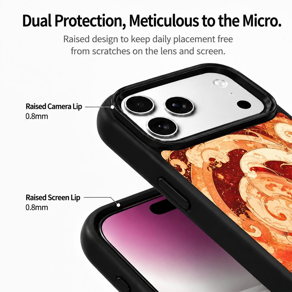 Compatible with iPhone 18 Pro & 17 Pro Fire Series PC Silicone Magnetic Phone Case - Fire Wave Pattern