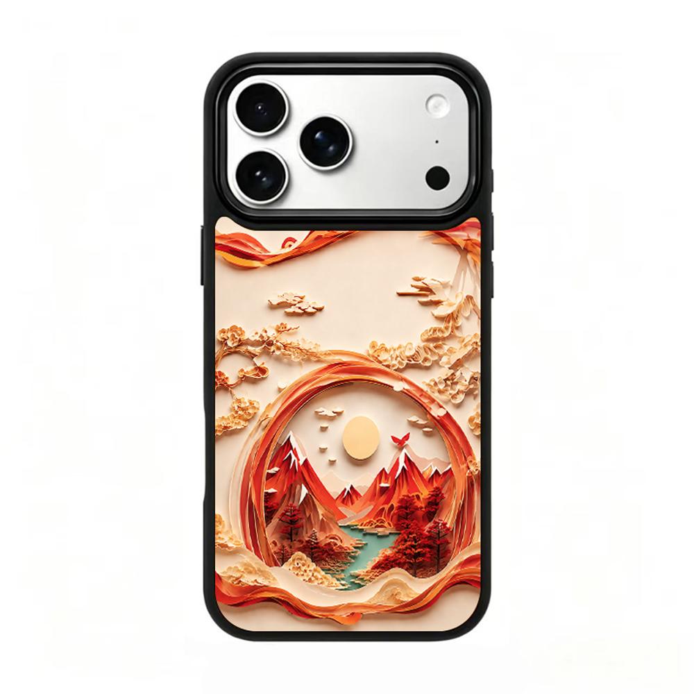 Compatible with iPhone 18 Pro & 17 Pro Fire Series PC Silicone Magnetic Phone Case - Volcanic Mountain Realm
