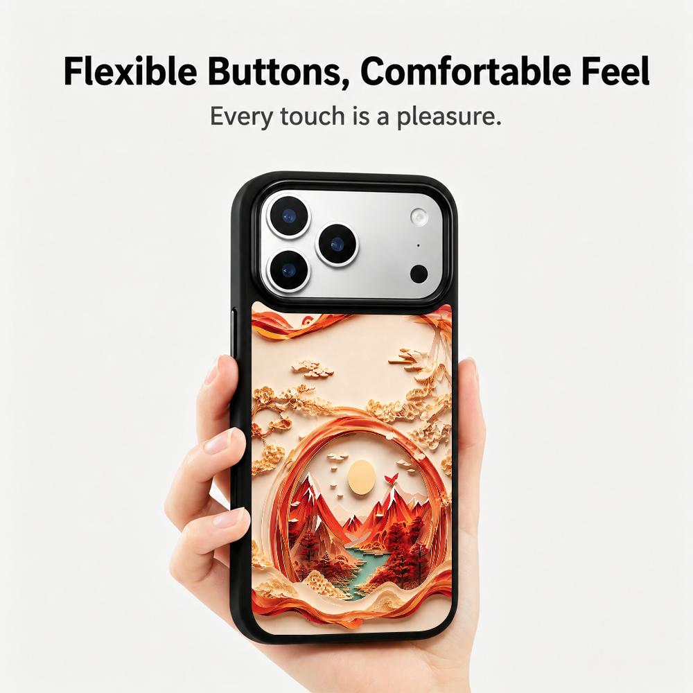 Compatible with iPhone 18 Pro & 17 Pro Fire Series PC Silicone Magnetic Phone Case - Volcanic Mountain Realm