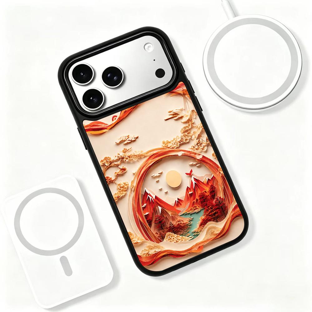 Compatible with iPhone 18 Pro & 17 Pro Fire Series PC Silicone Magnetic Phone Case - Volcanic Mountain Realm