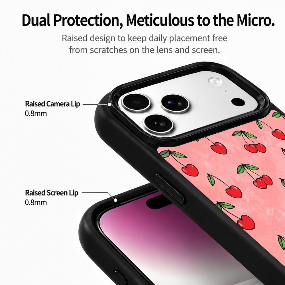 Compatible with iPhone 18 Pro & 17 Pro Fire Series PC Silicone Magnetic Phone Case - Fire Cherry Blossom