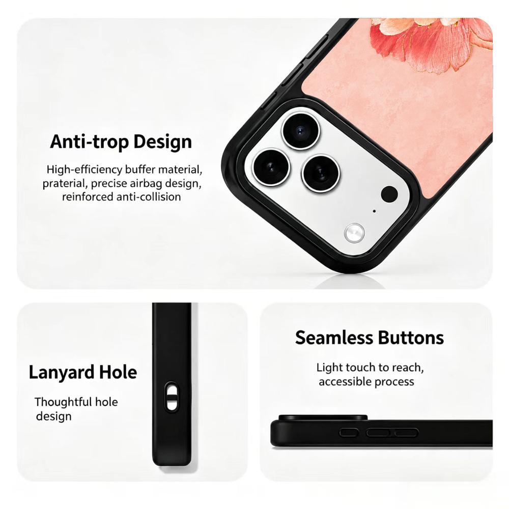 Compatible with iPhone 18 Pro & 17 Pro Fire Series PC Silicone Magnetic Phone Case - Fire Peony
