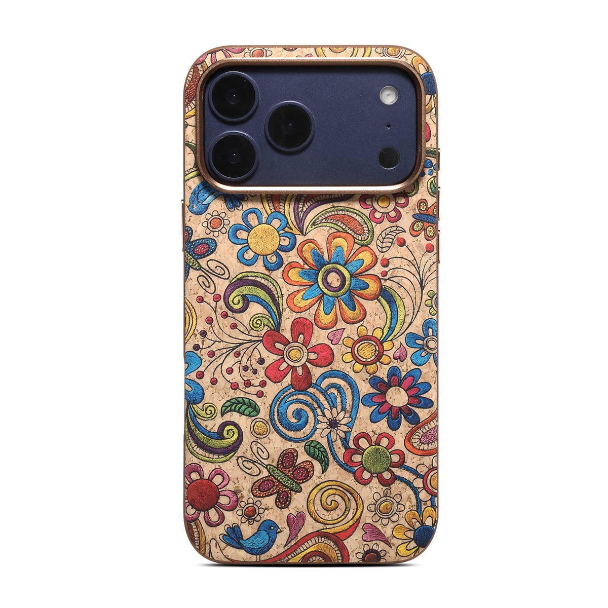 Compatible with iPhone 18 Pro Max Denior Vintage Boho Embroidery Style Magnetic Protective Phone Case - Yellow