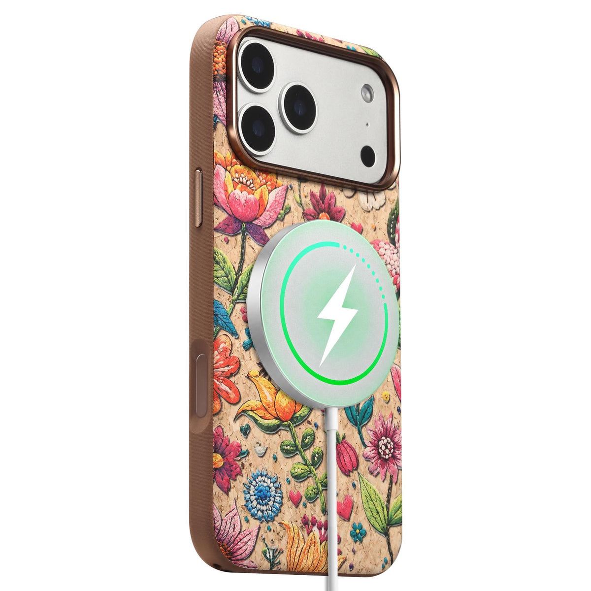 Compatible with iPhone 18 Pro Max Denior Vintage Boho Embroidery Style Magnetic Protective Phone Case - Pink