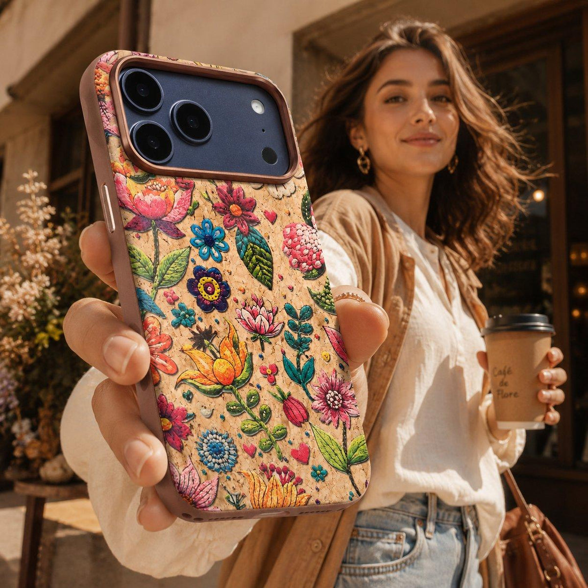 Compatible with iPhone 18 Pro Max Denior Vintage Boho Embroidery Style Magnetic Protective Phone Case - Pink