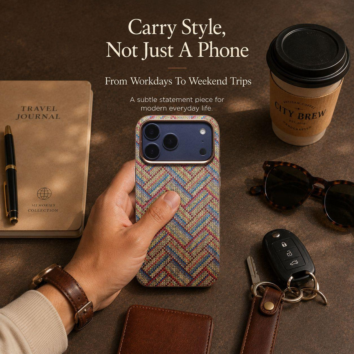 Compatible with iPhone 18 Pro Max Denior Vintage Boho Embroidery Style Magnetic Protective Phone Case - Khaki