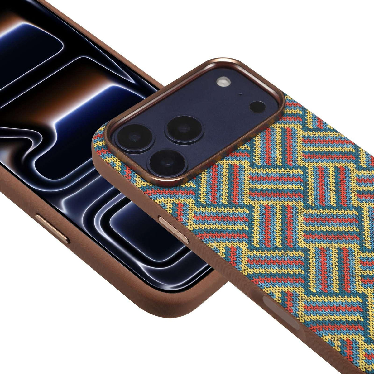 Compatible with iPhone 18 Pro Max Denior Vintage Boho Embroidery Style Magnetic Protective Phone Case - Green