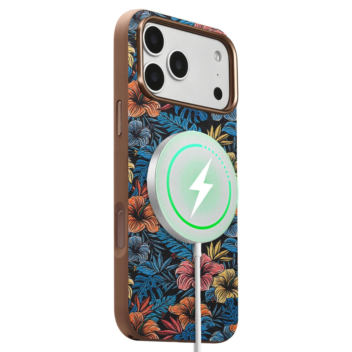 Compatible with iPhone 18 Pro Max Denior Vintage Boho Embroidery Style Magnetic Protective Phone Case - Blue