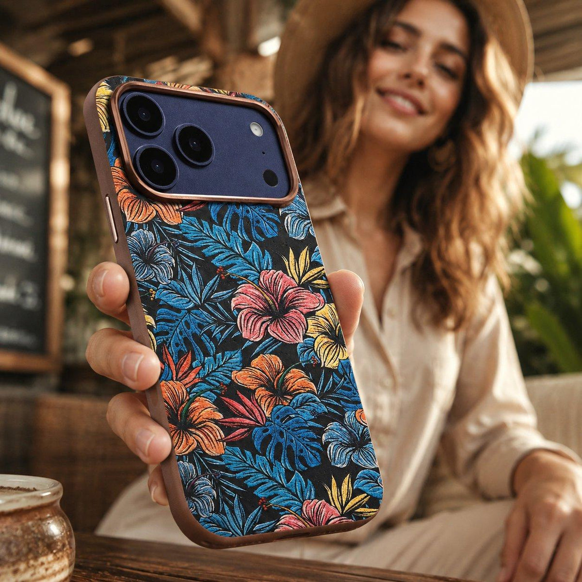 Compatible with iPhone 18 Pro Max Denior Vintage Boho Embroidery Style Magnetic Protective Phone Case - Blue