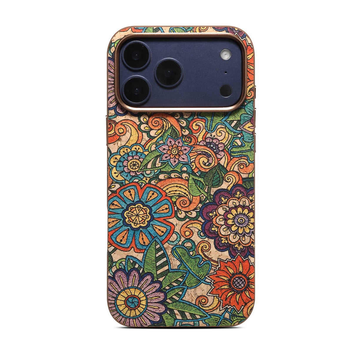 Compatible with iPhone 18 Pro Max Denior Vintage Boho Embroidery Style Magnetic Protective Phone Case - Orange