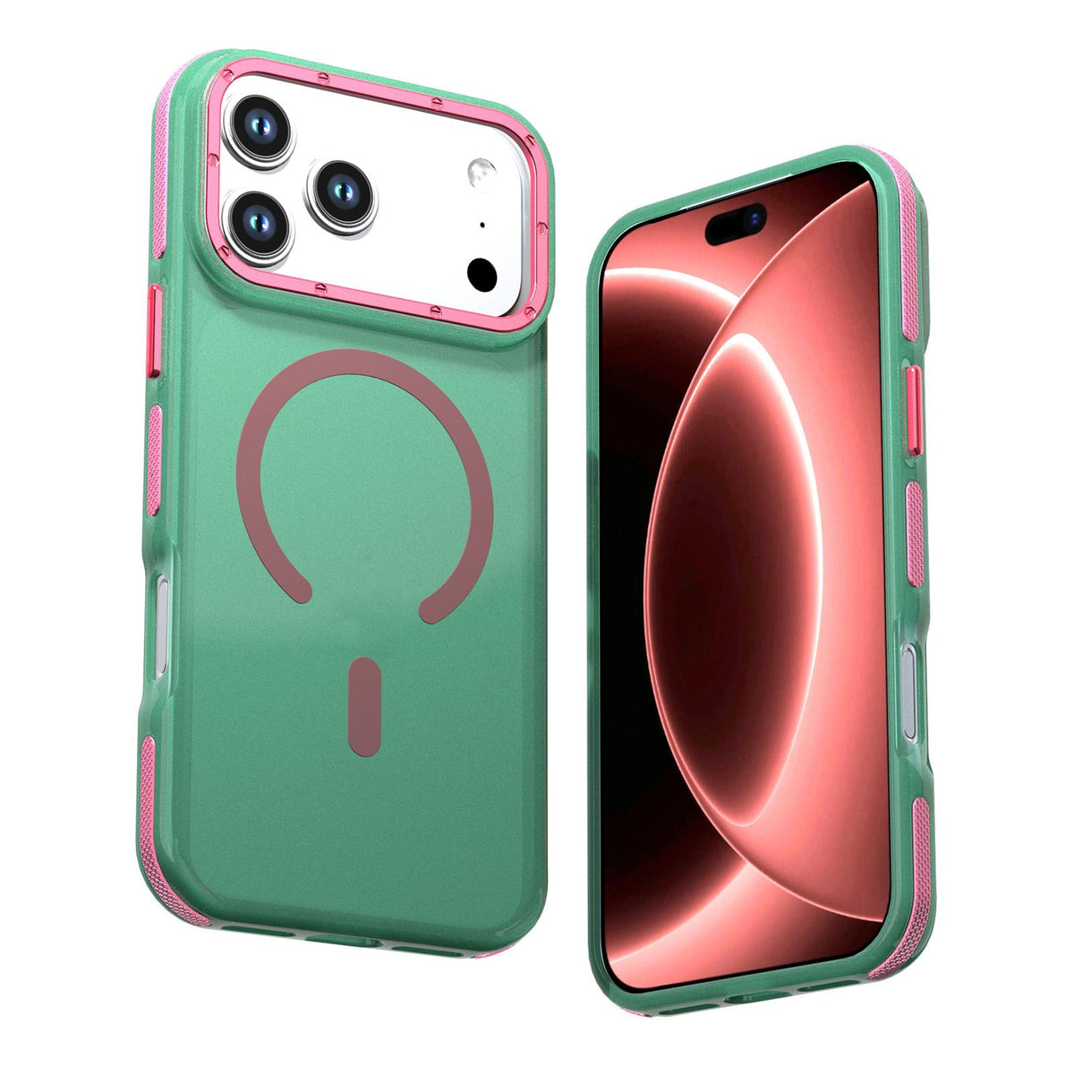 Compatible with iPhone 18 Pro Max Two-tone Contrast Magnetic Phone Case - Green
