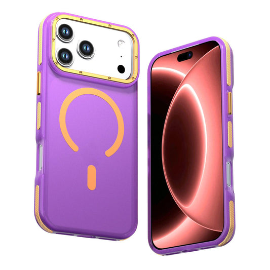 Compatible with iPhone 18 Pro Max Two-tone Contrast Magnetic Phone Case - Purple