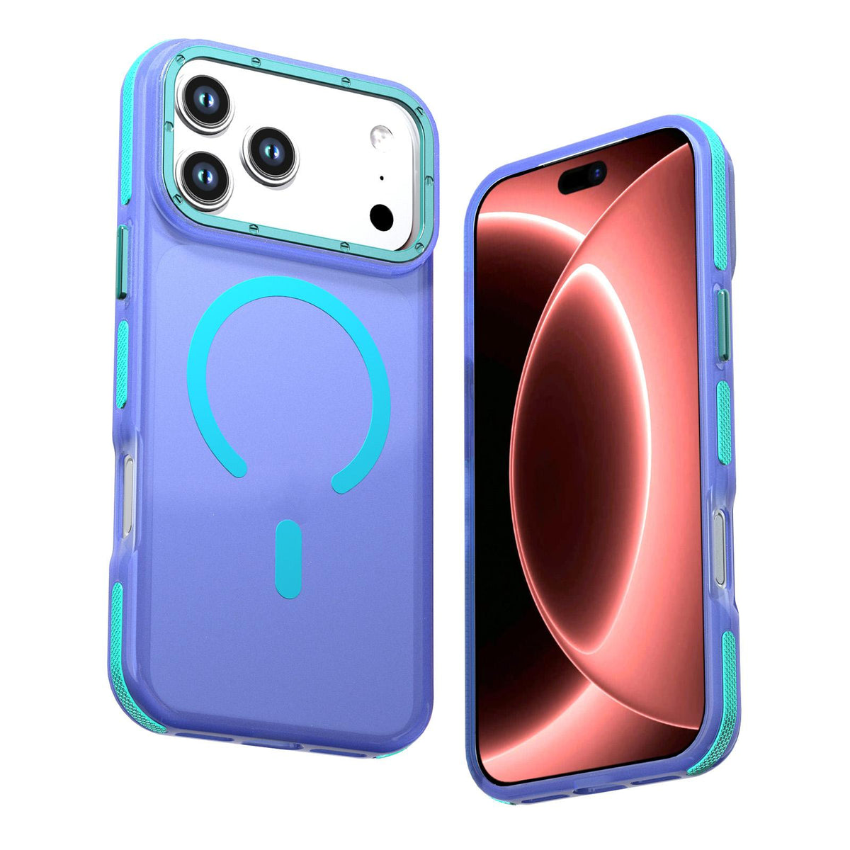 Compatible with iPhone 18 Pro Two-tone Contrast Magnetic Phone Case - Blue