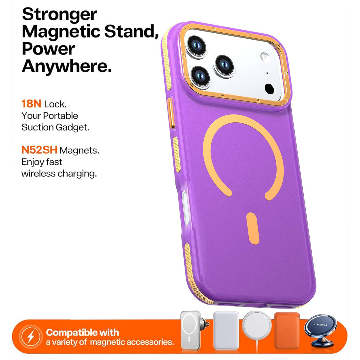 Compatible with iPhone 18 Pro Two-tone Contrast Magnetic Phone Case - Purple