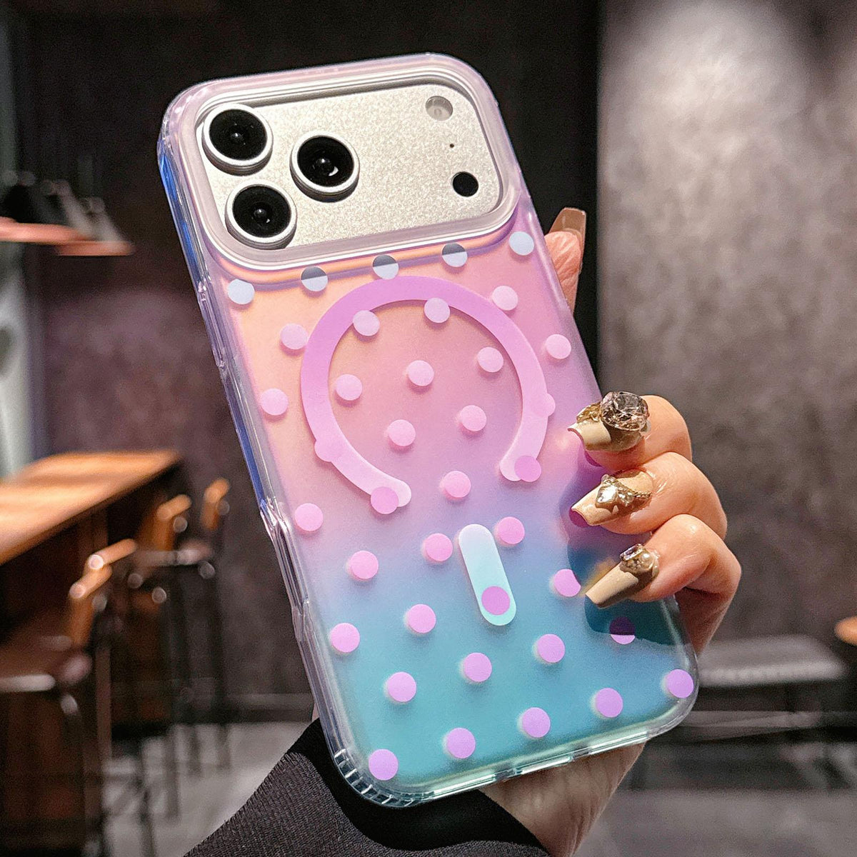 Compatible with iPhone 18 Pro Gilded Star River Series Magnetic Phone Case - Purple