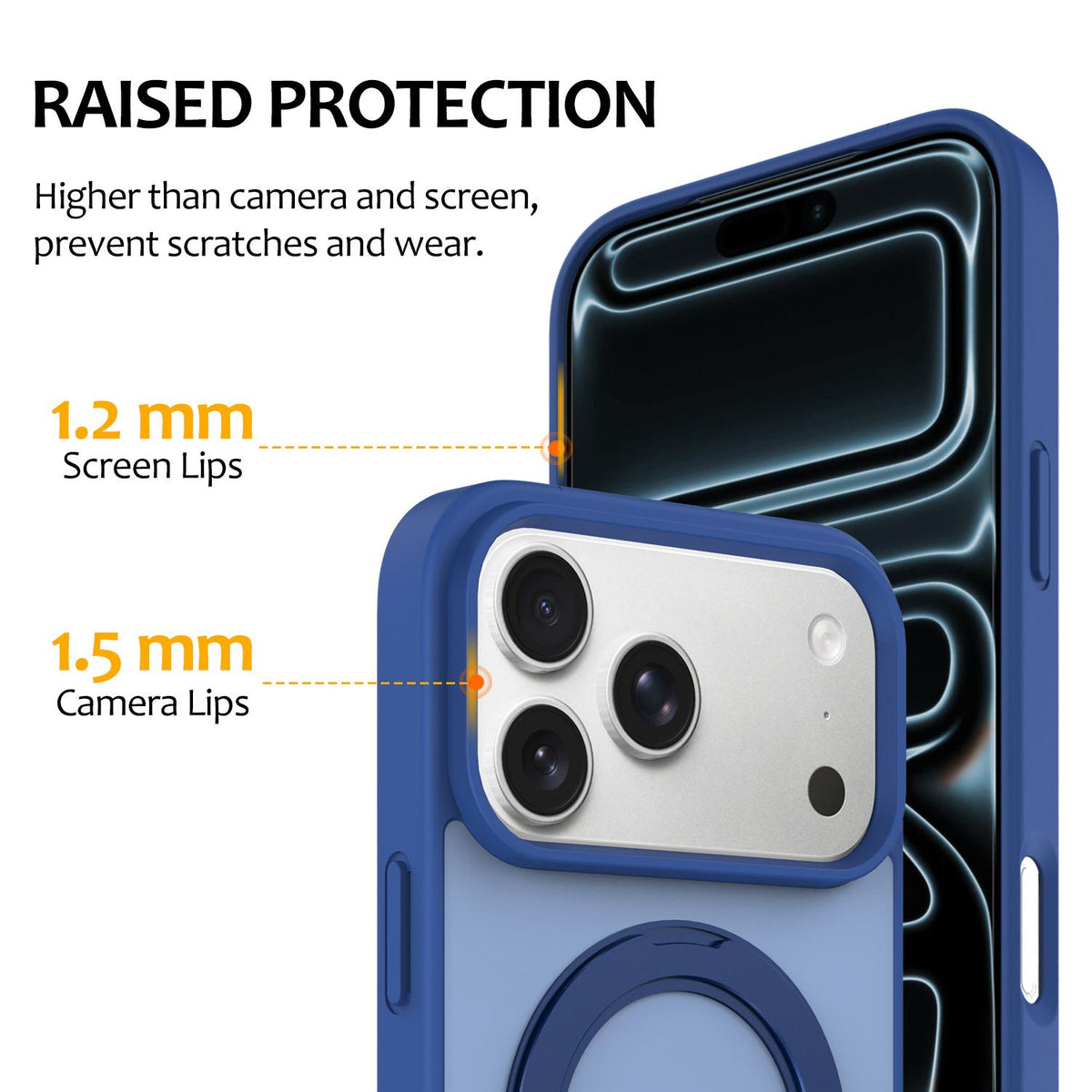 Compatible with iPhone 18 Pro Max Skin Feel Revolving Kickstand Magnetic Phone Case - Blue