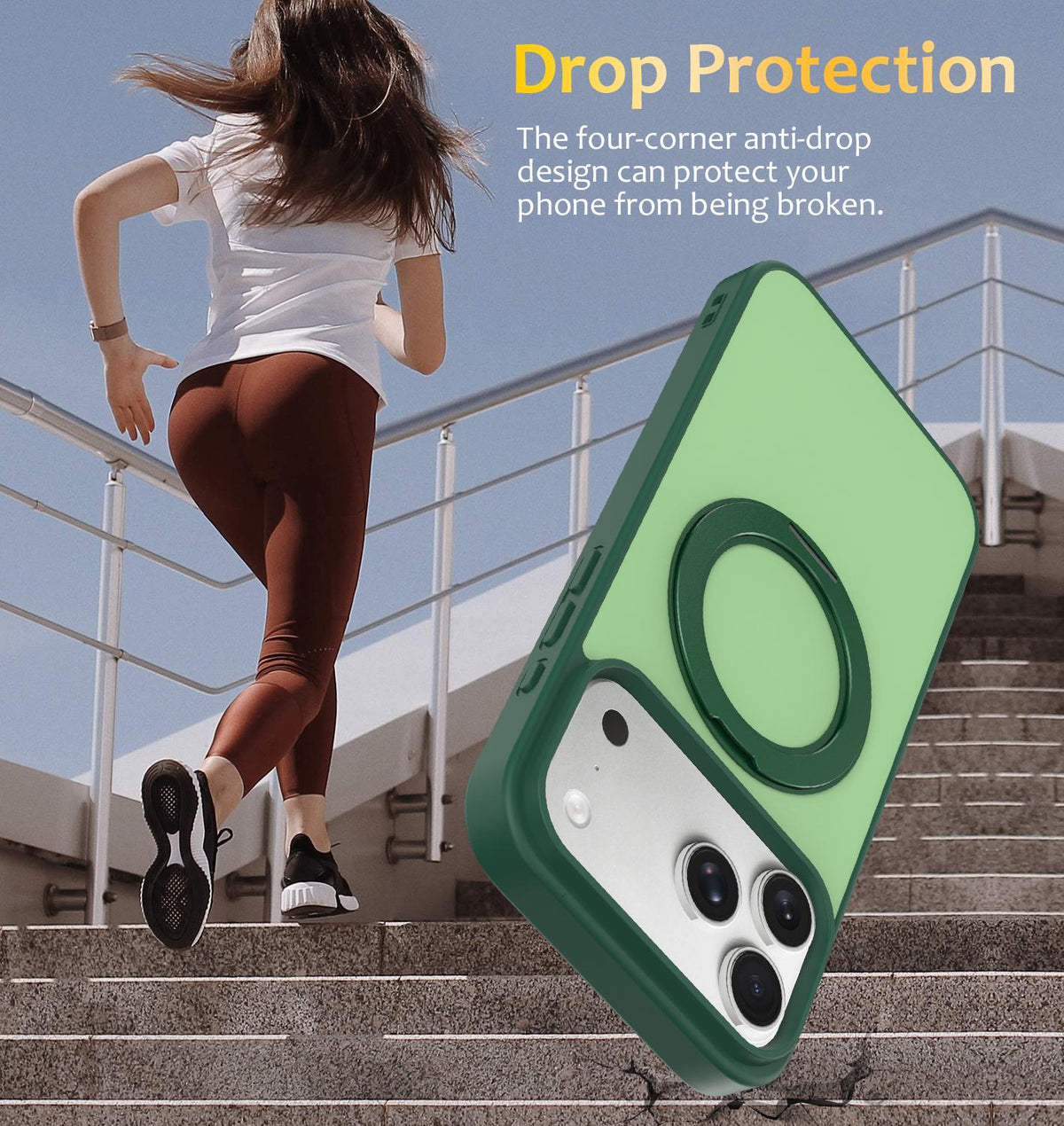 Compatible with iPhone 18 Pro Max Skin Feel Revolving Kickstand Magnetic Phone Case - Green