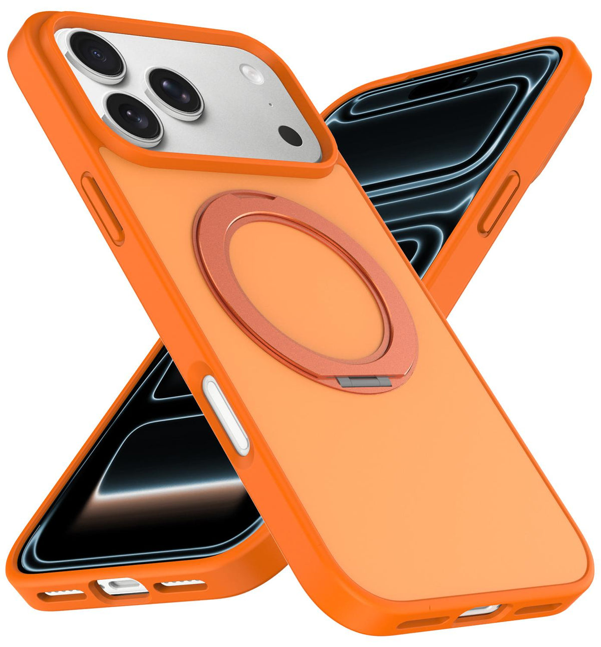 Compatible with iPhone 18 Pro Max Skin Feel Revolving Kickstand Magnetic Phone Case - Orange
