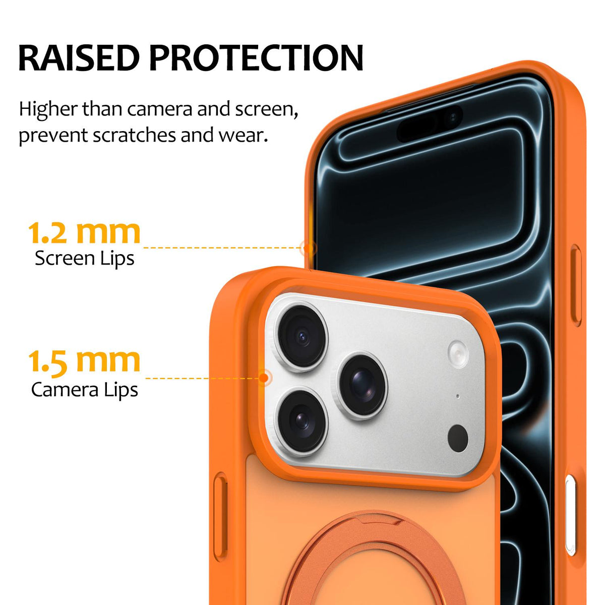 Compatible with iPhone 18 Pro Max Skin Feel Revolving Kickstand Magnetic Phone Case - Orange