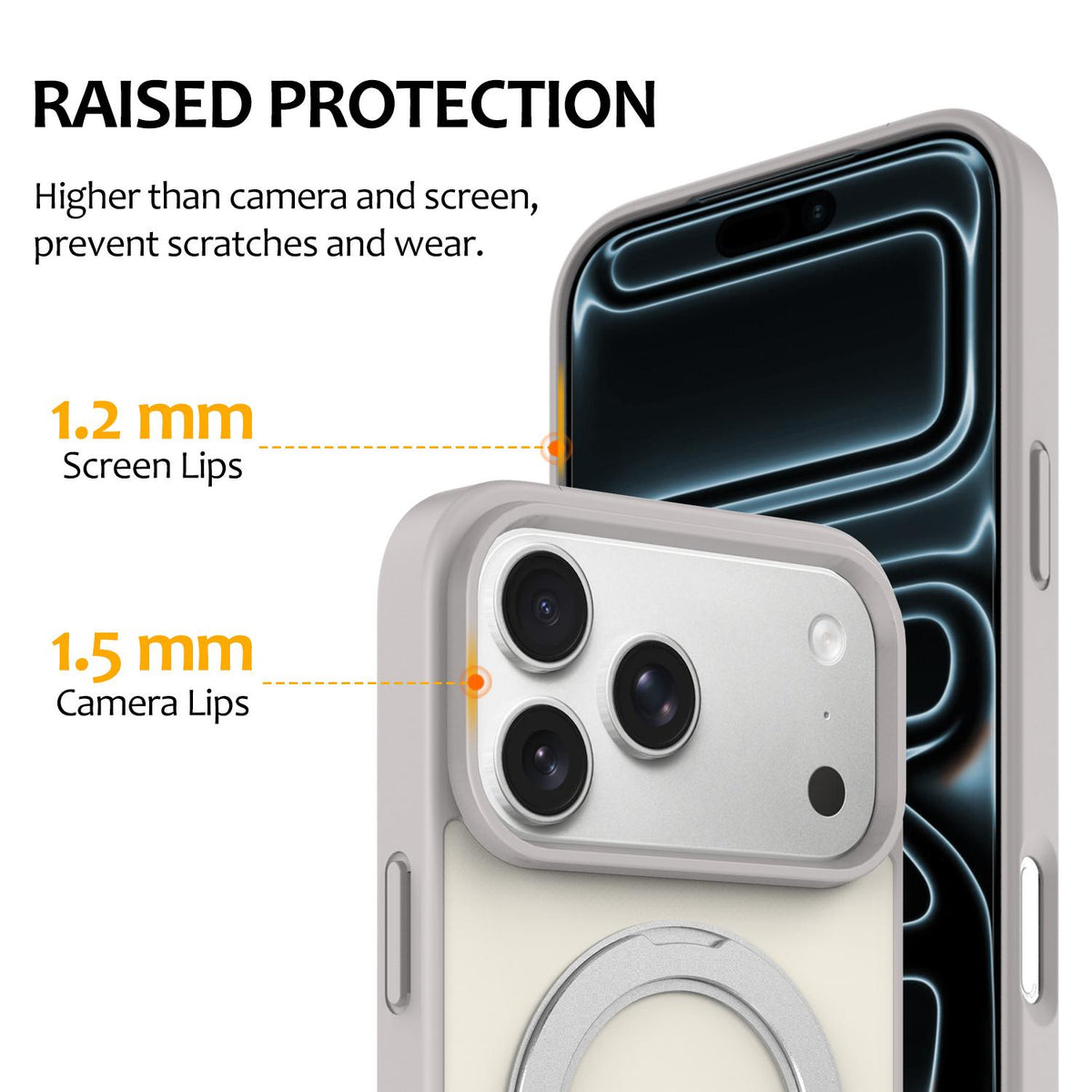 Compatible with iPhone 18 Pro Max Skin Feel Revolving Kickstand Magnetic Phone Case - Grey