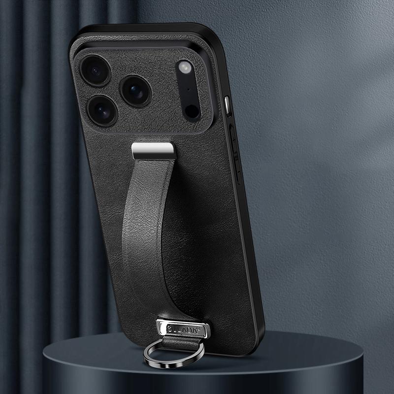 Compatible with iPhone 18 Pro Max SULADA PC Dual-Layer Leather Texture Skin Feel Precise Hole Phone Case - Black