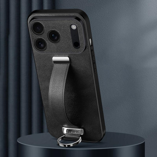 Compatible with iPhone 18 Pro Max SULADA PC Dual-Layer Leather Texture Skin Feel Precise Hole Phone Case - Black