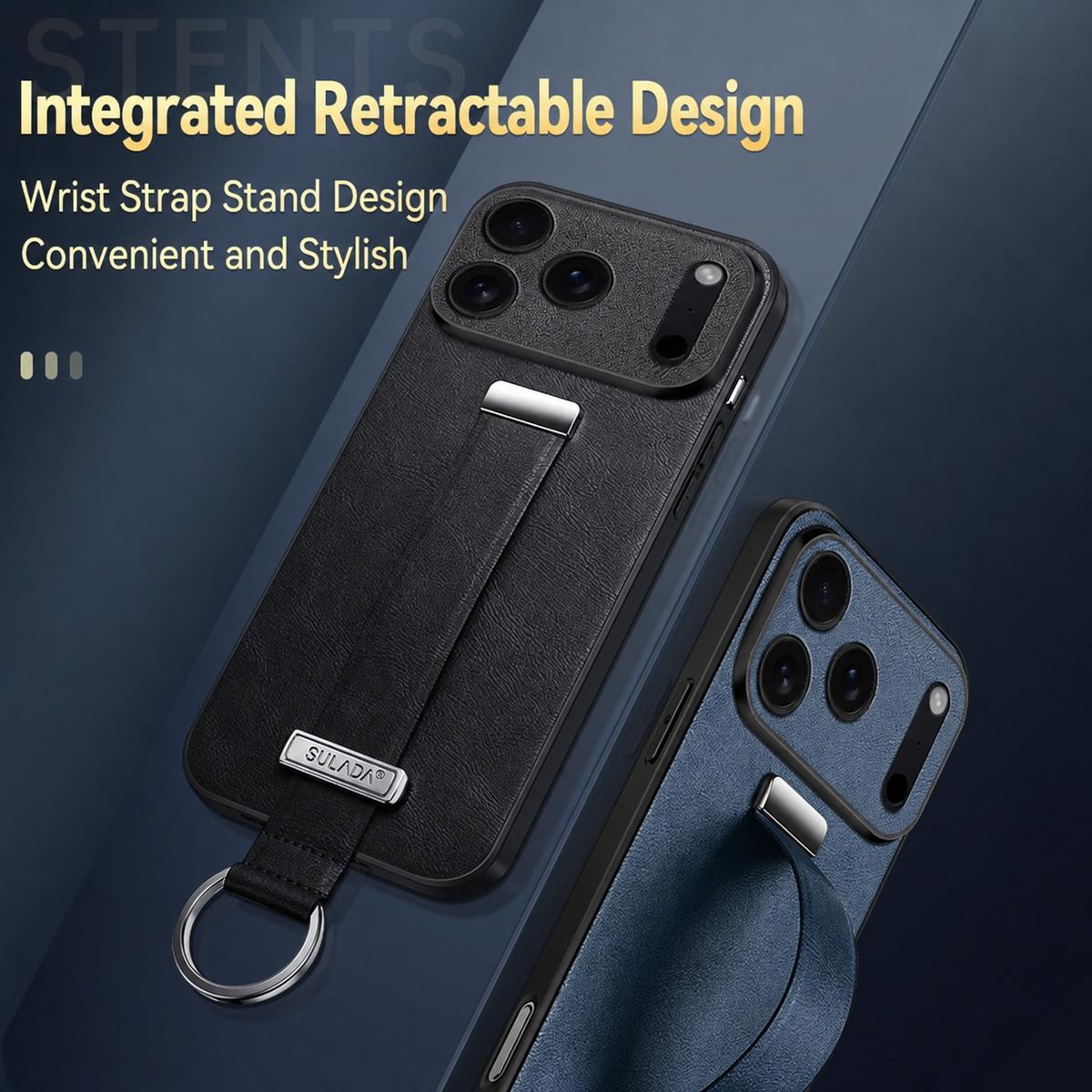 Compatible with iPhone 18 Pro SULADA PC Dual-Layer Leather Texture Skin Feel Precise Hole Phone Case - Brown
