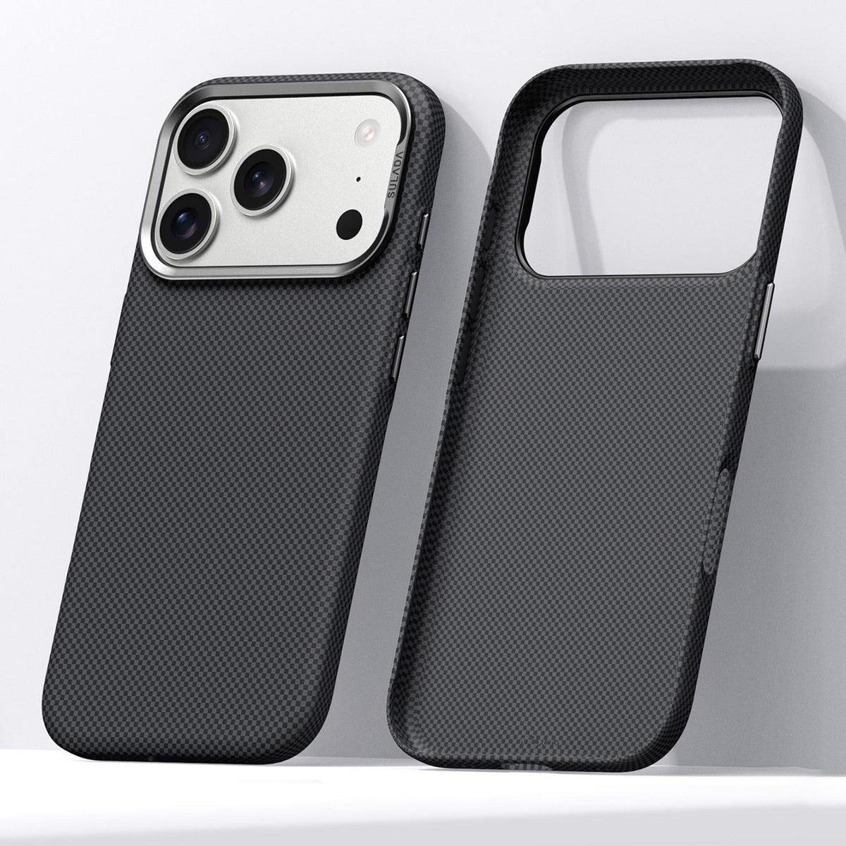 Compatible with iPhone 18 Pro Max SULADA Kevlar Grid Patterned Skin Feel Phone Case - Black