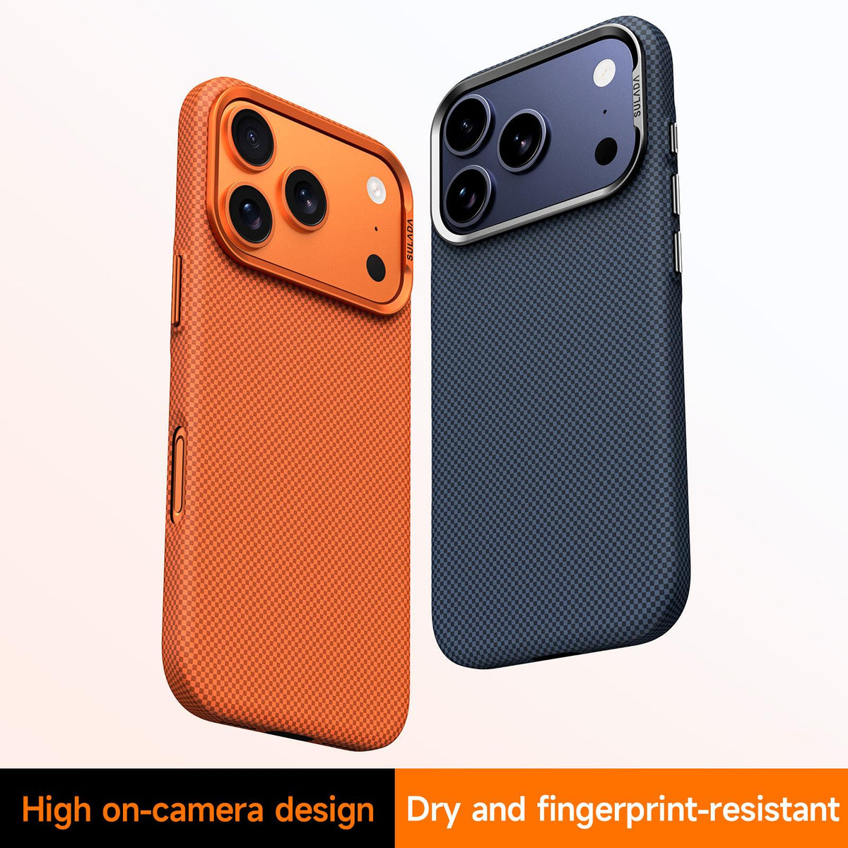 Compatible with iPhone 18 Pro Max SULADA Kevlar Grid Patterned Skin Feel Phone Case - Orange