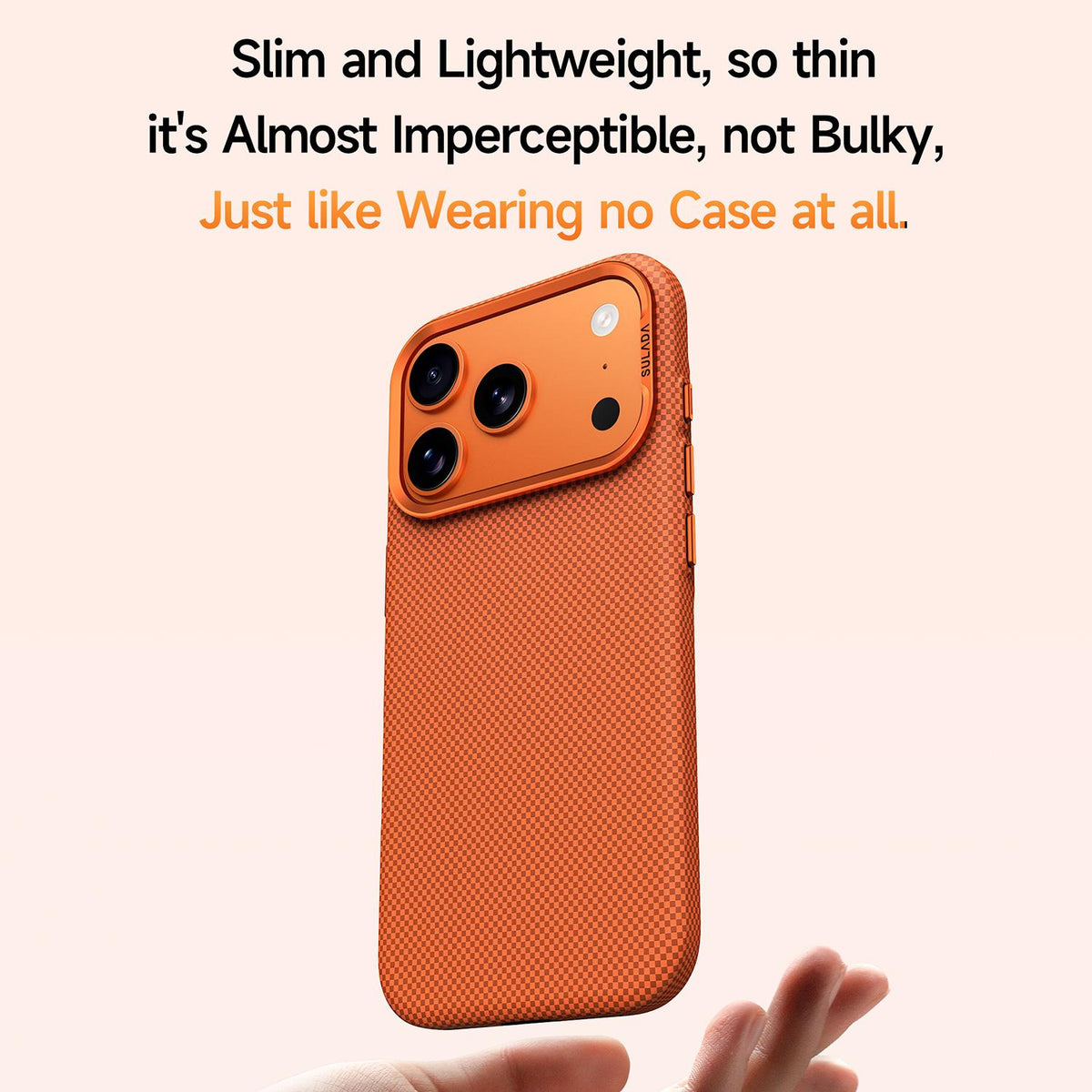 Compatible with iPhone 18 Pro Max SULADA Kevlar Grid Patterned Skin Feel Phone Case - Orange