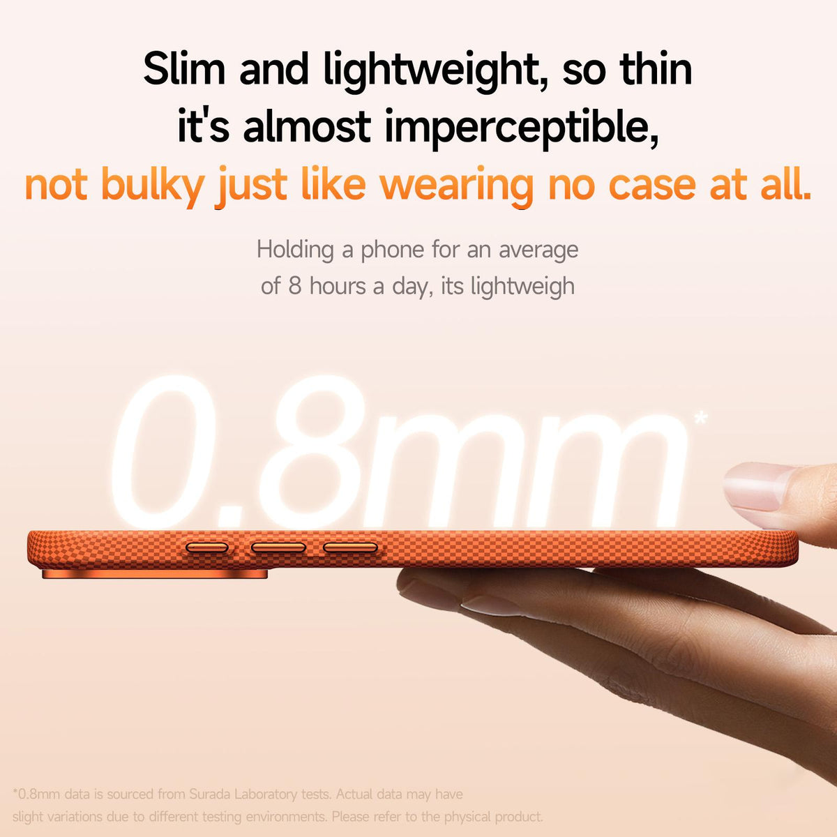 Compatible with iPhone 18 Pro Max SULADA Kevlar Grid Patterned Skin Feel Phone Case - Orange
