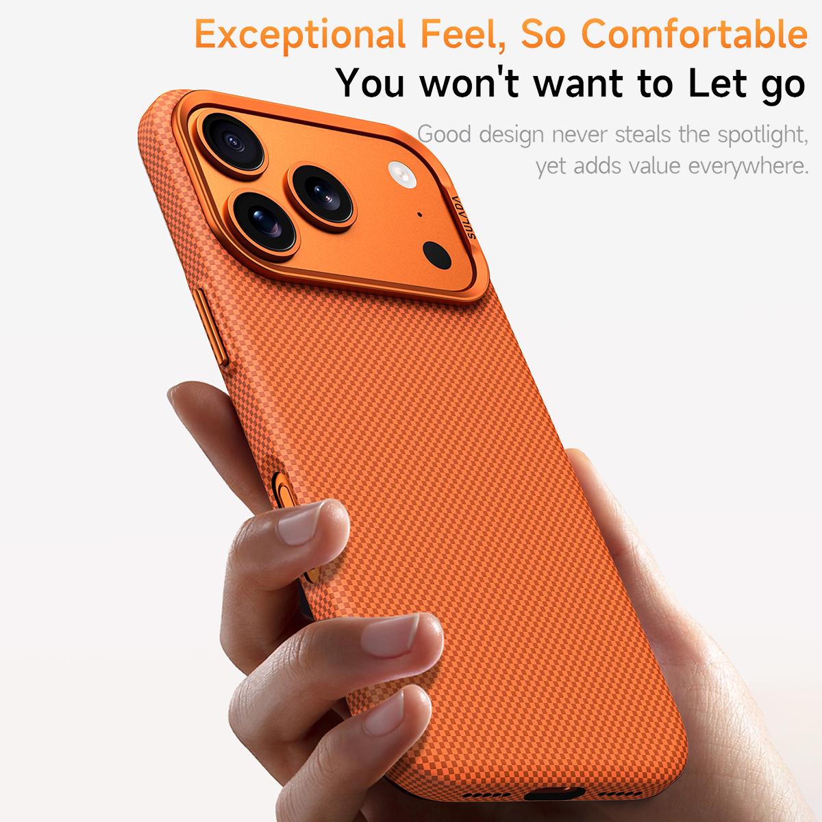 Compatible with iPhone 18 Pro Max SULADA Kevlar Grid Patterned Skin Feel Phone Case - Orange