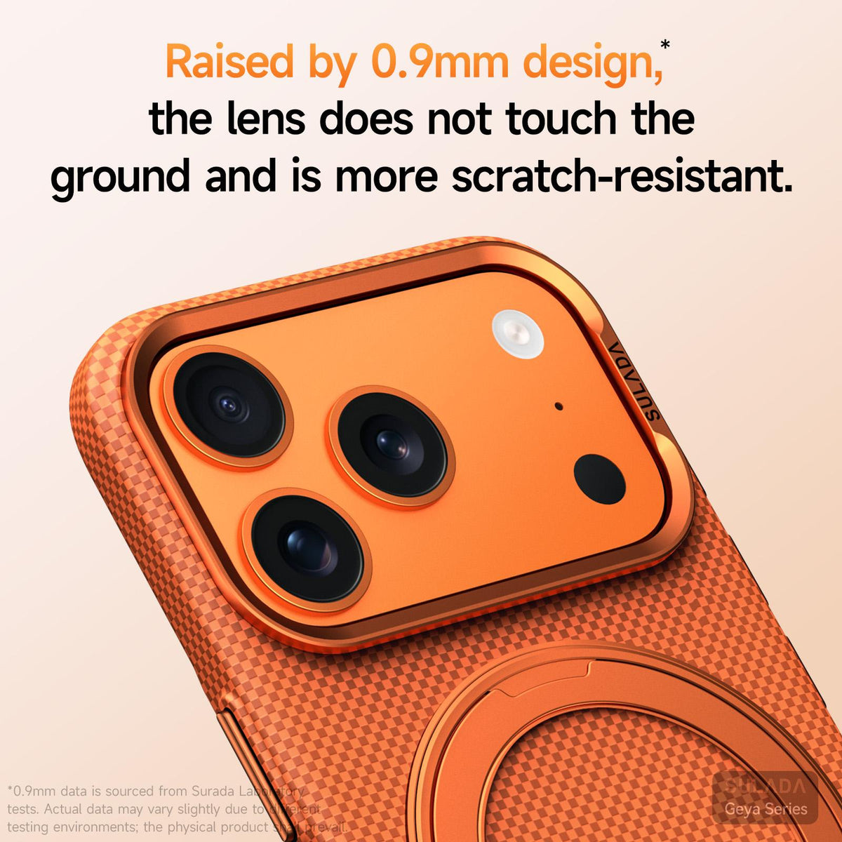 Compatible with iPhone 18 Pro Max SULADA Kevlar Grid Patterned Skin Feel Rotation Magnetic Holder Phone Case - Black