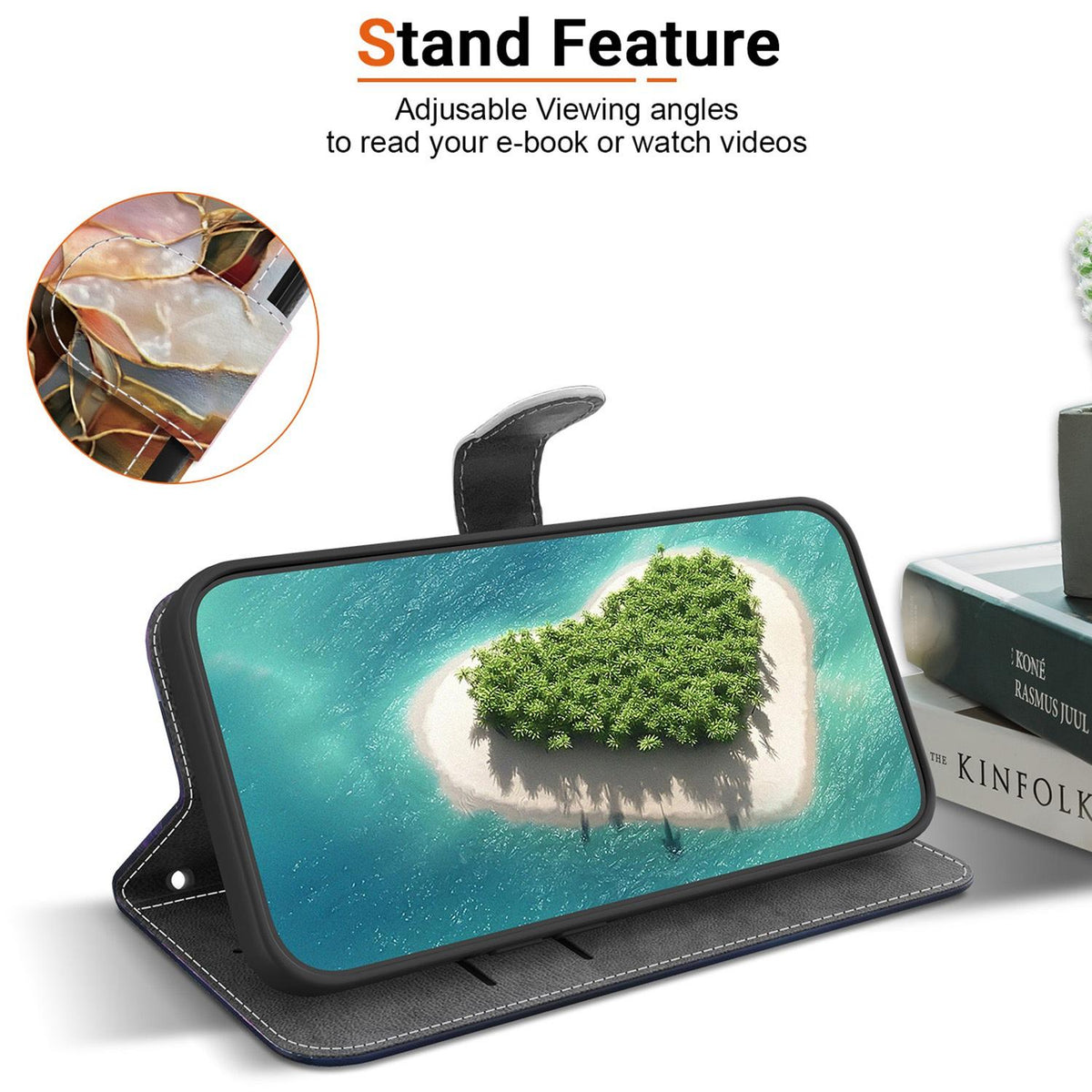 Compatible with iPhone 18 Pro Crystal-Texture Painted Vegan Leather Phone Case - Star River Book Words
