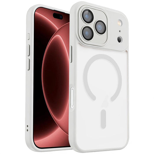 Compatible with iPhone 18 Pro Max XDcase Skin Feel Magnetic Frosted Phone Case with Lens Film - White