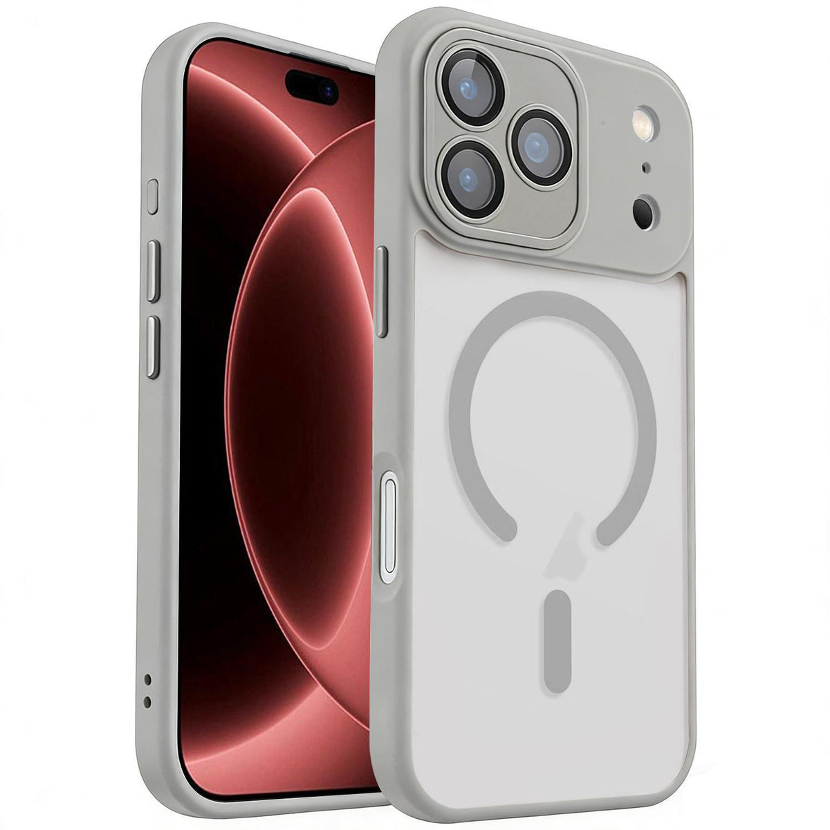 Compatible with iPhone 18 Pro Max XDcase Skin Feel Magnetic Frosted Phone Case with Lens Film - Grey