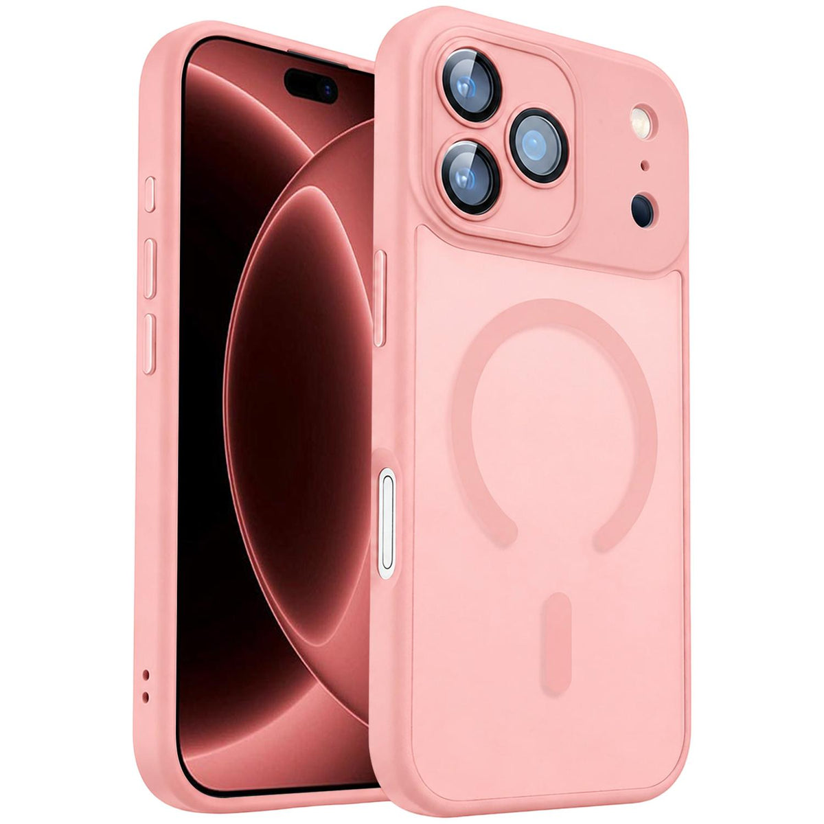 Compatible with iPhone 18 Pro Max XDcase Skin Feel Magnetic Frosted Phone Case with Lens Film - Pink