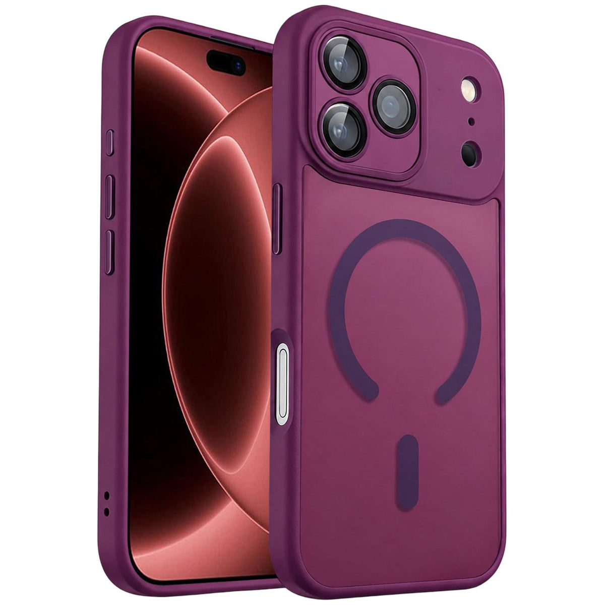 Compatible with iPhone 18 Pro Max XDcase Skin Feel Magnetic Frosted Phone Case with Lens Film - Rose Red