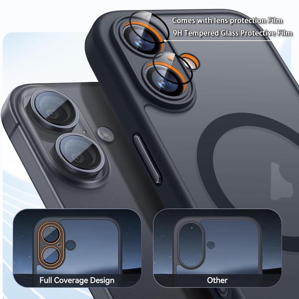Compatible with iPhone 18 Pro Max XDcase Skin Feel Magnetic Frosted Phone Case with Lens Film - Black