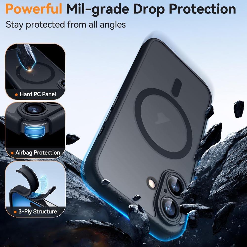 Compatible with iPhone 18 Pro Max XDcase Skin Feel Magnetic Frosted Phone Case with Lens Film - White