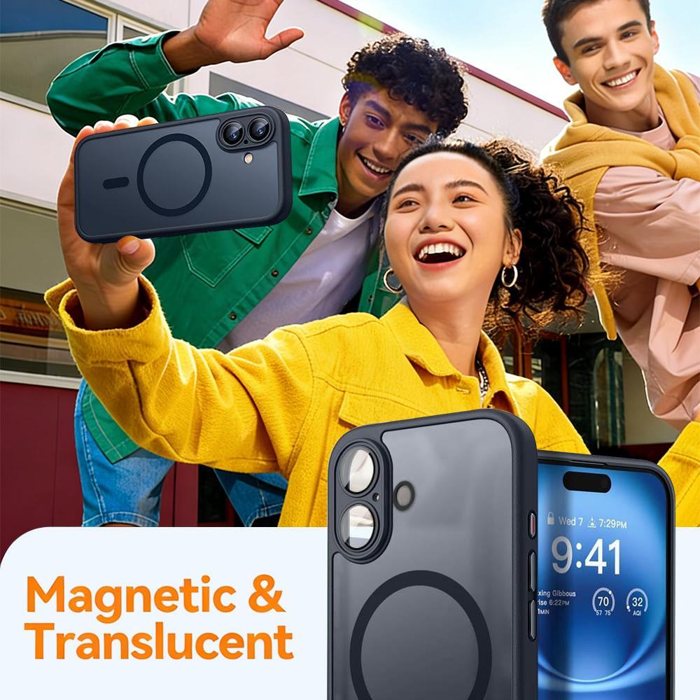 Compatible with iPhone 18 Pro Max XDcase Skin Feel Magnetic Frosted Phone Case with Lens Film - Black