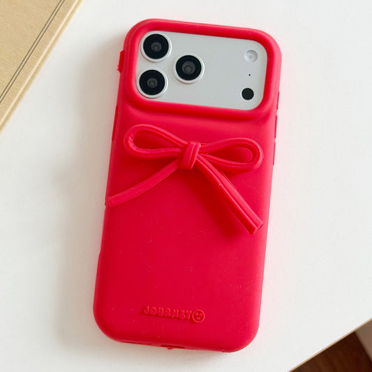 Compatible with iPhone 18 Pro Max & 17 Pro Max Bow TPU Dual-Layer PC Bulge Phone Case - Red