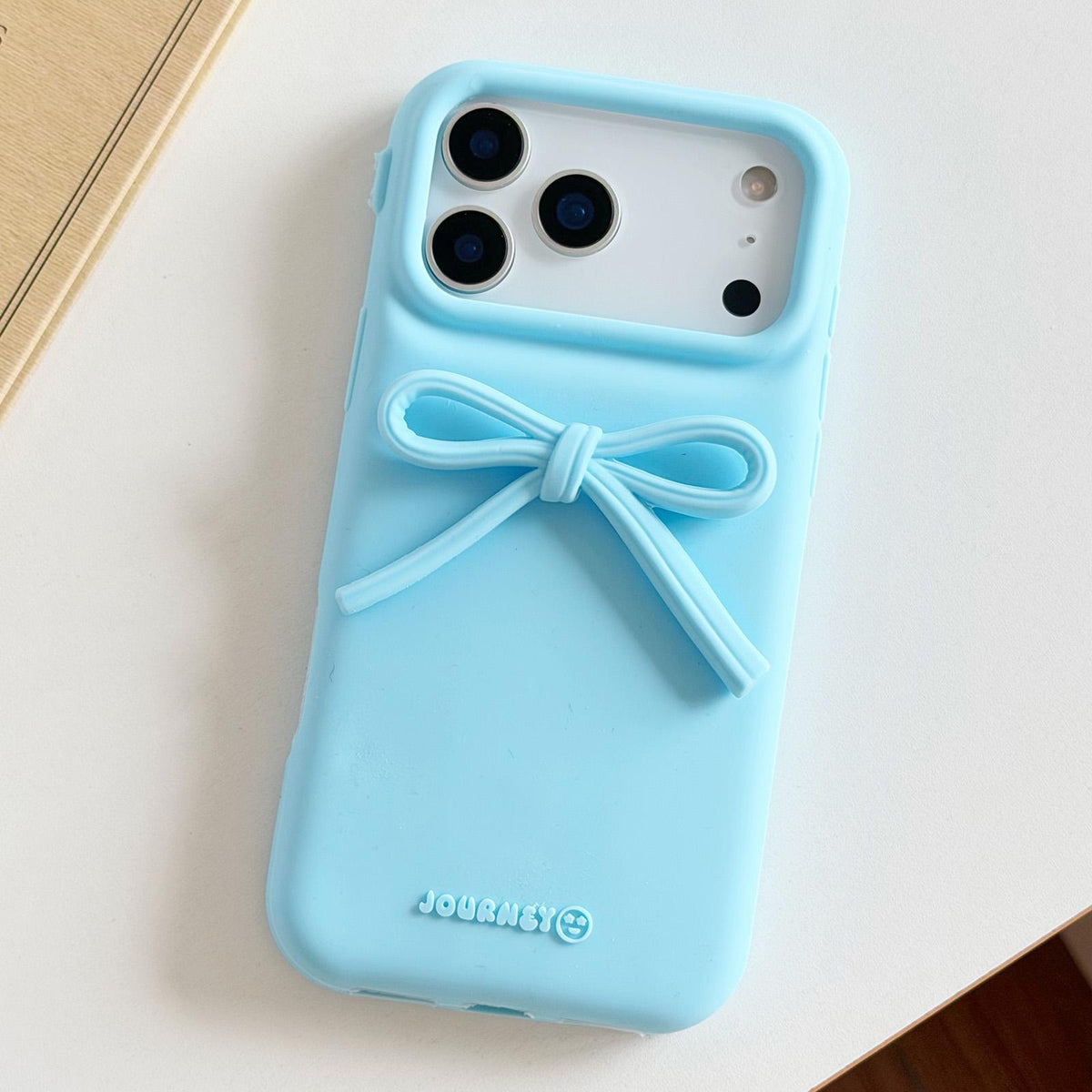 Compatible with iPhone 18 Pro Max & 17 Pro Max Bow TPU Dual-Layer PC Bulge Phone Case - Blue