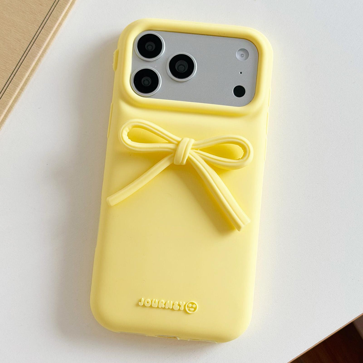 Compatible with iPhone 18 Pro Max & 17 Pro Max Bow TPU Dual-Layer PC Bulge Phone Case - Yellow