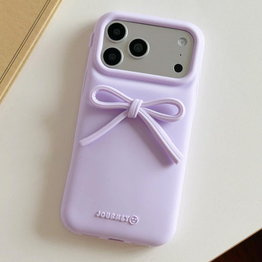 Compatible with iPhone 18 Pro Max & 17 Pro Max Bow TPU Dual-Layer PC Bulge Phone Case - Purple