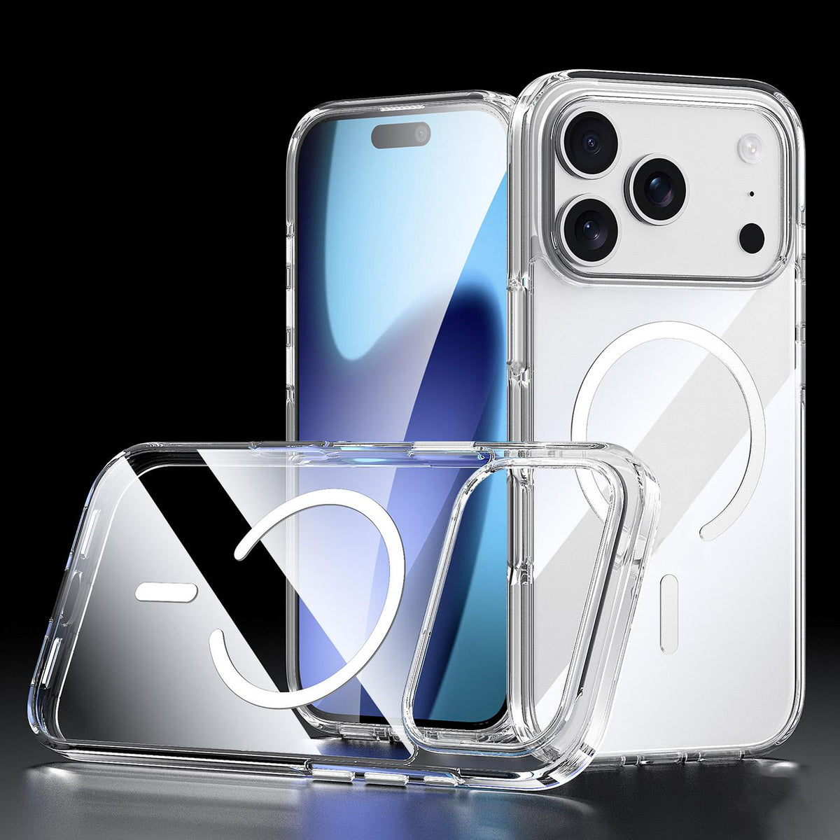Compatible with iPhone 18 Pro Max SULADA Electroplated Clear Airbag Shockproof Magnetic Phone Case - Transparent