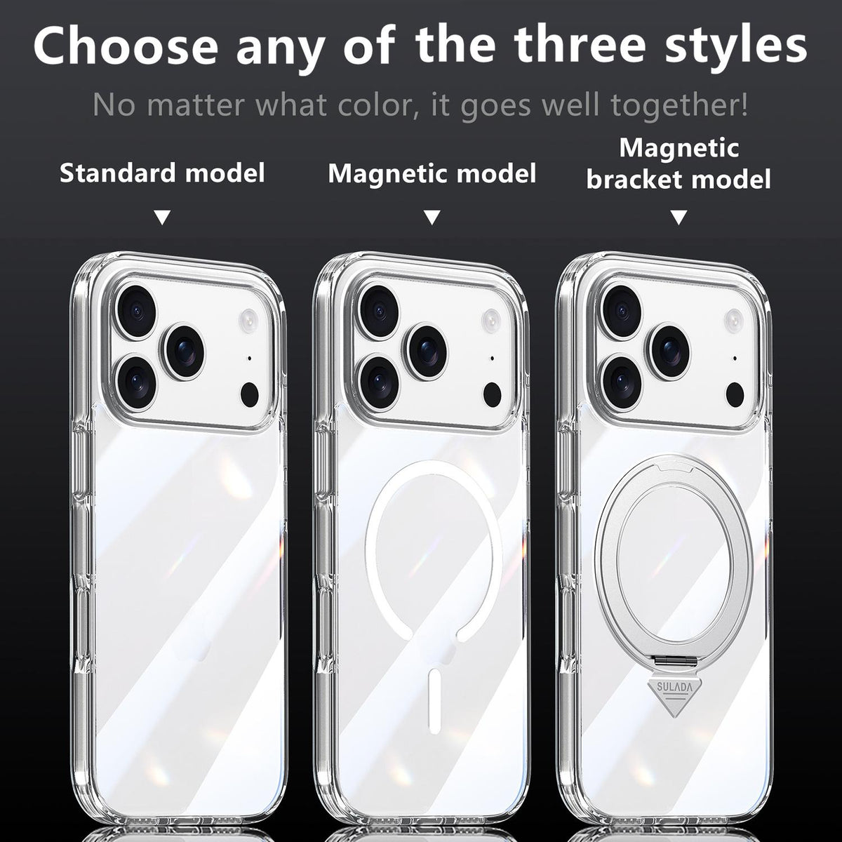 Compatible with iPhone 18 Pro Max SULADA Electroplated Clear Airbag Shockproof Magnetic Phone Case - Transparent