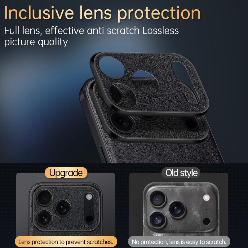 Compatible with iPhone 18 Pro SULADA Shockproof TPU Dual-Layer Handmade Leather Precise Hole Phone Case - Brown